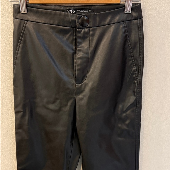 Zara Sleek Black Faux Leather straight leg pants - Picture 1 of 7